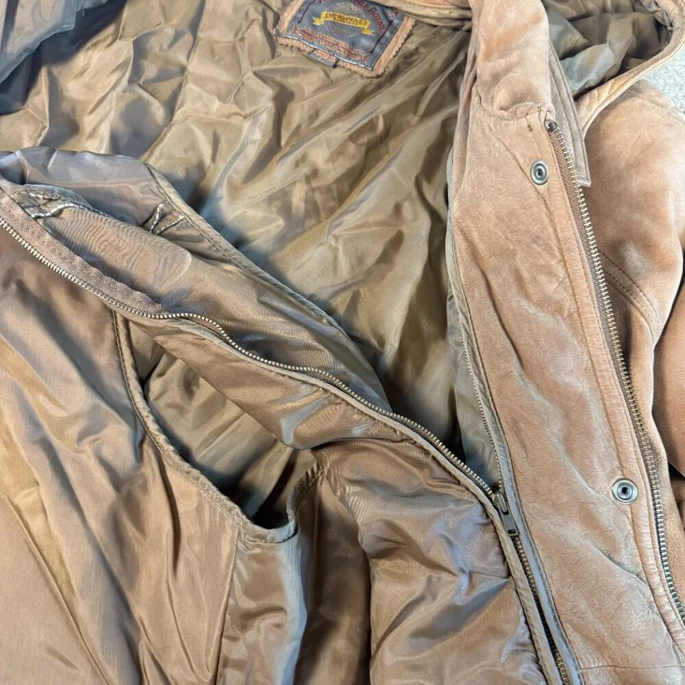 Wilsons Vintage Adventure Bound Brown Suede Jacket Coat Parka Hood Size Large